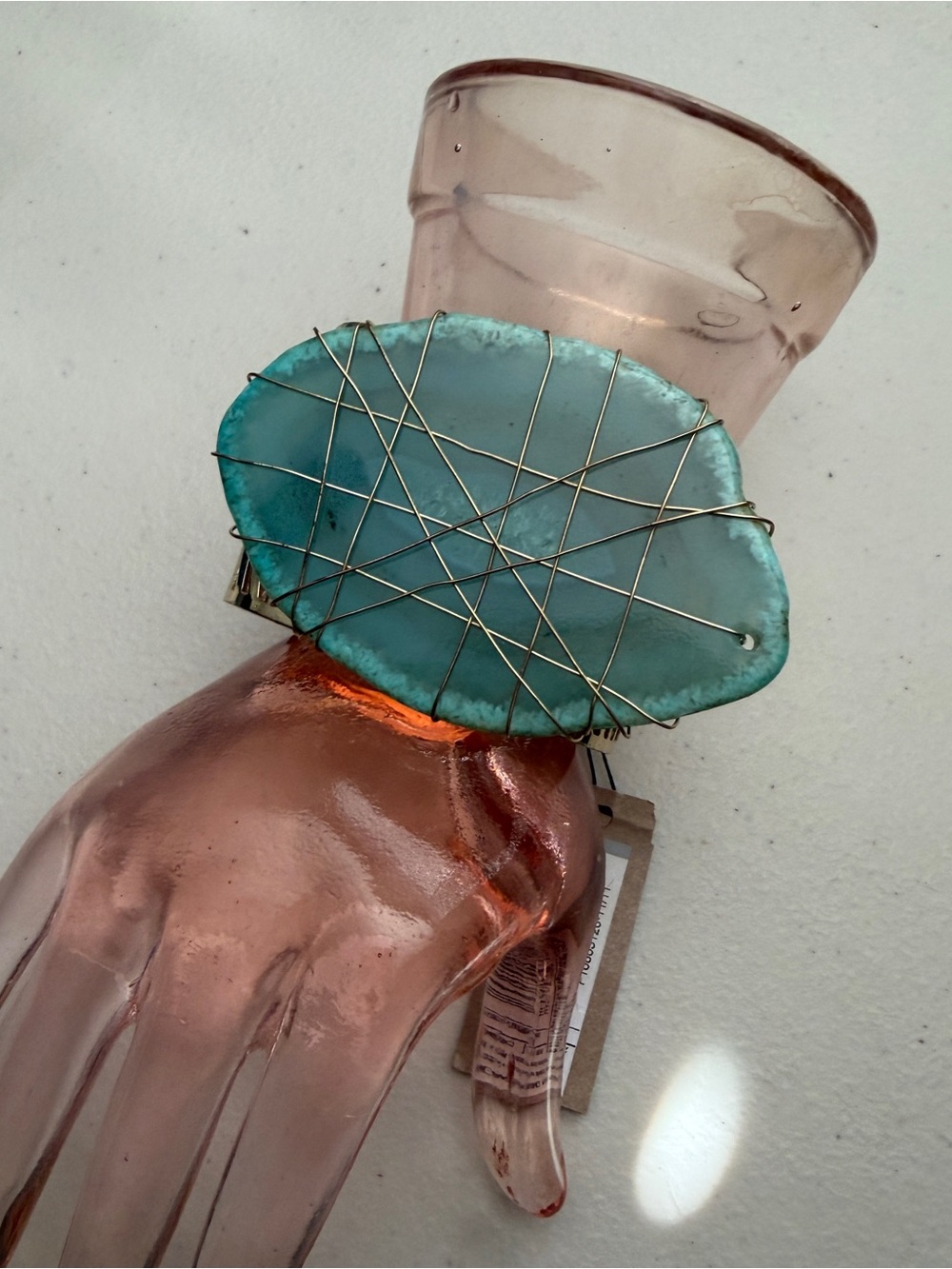 🩵💍Blue Agate Stone💎Gold Tone Cuff Bracelet NWT